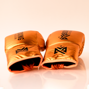 Metallic Orange 14oz Lace-Up Sparring Gloves with Black Logo