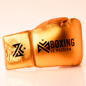 Metallic Orange 14oz Lace-Up Sparring Gloves with Black Logo