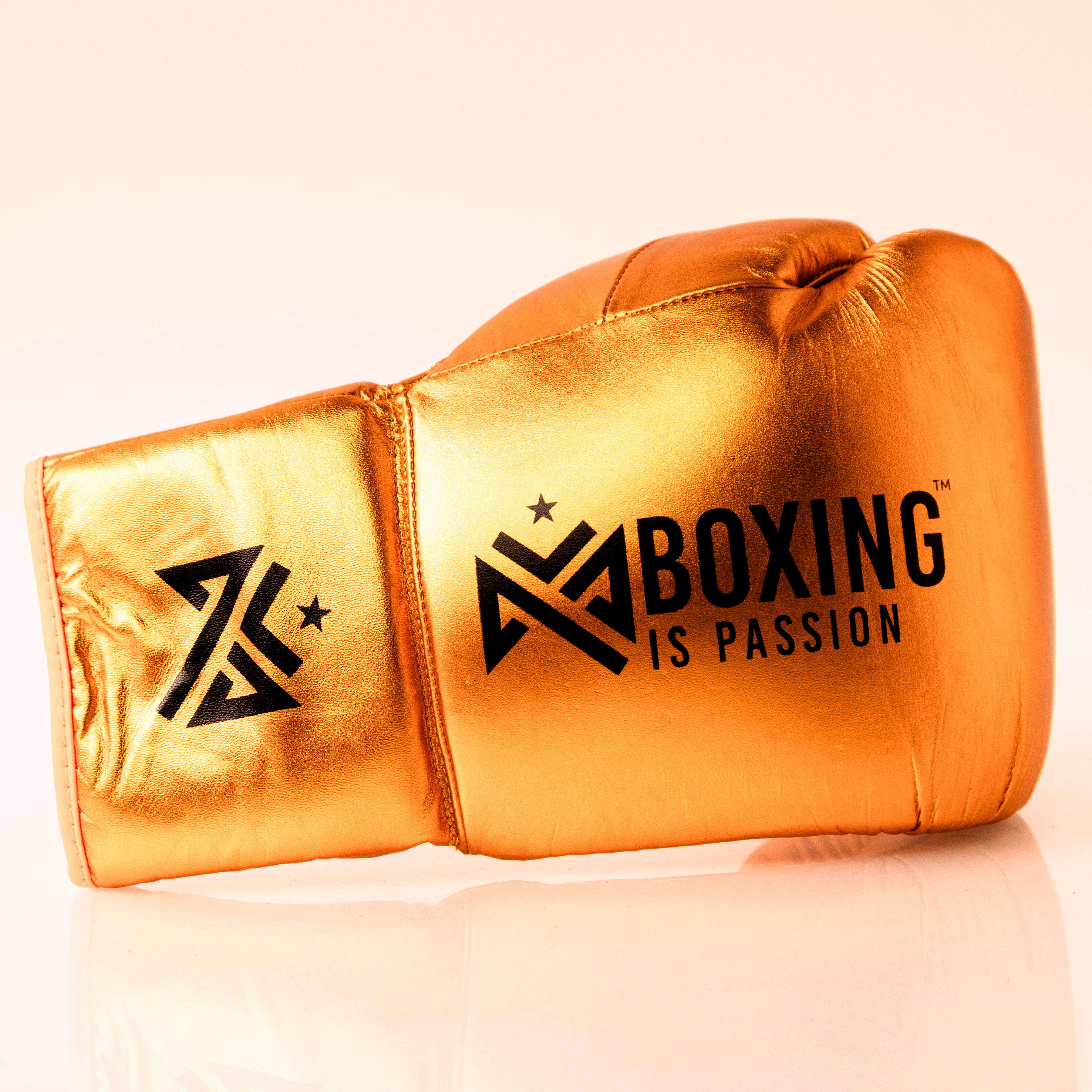 Metallic Orange 14oz Lace-Up Sparring Gloves with Black Logo