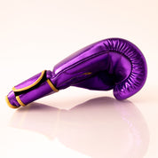 Metallic Purple 14oz Velcro Sparring Gloves with Gold Logo