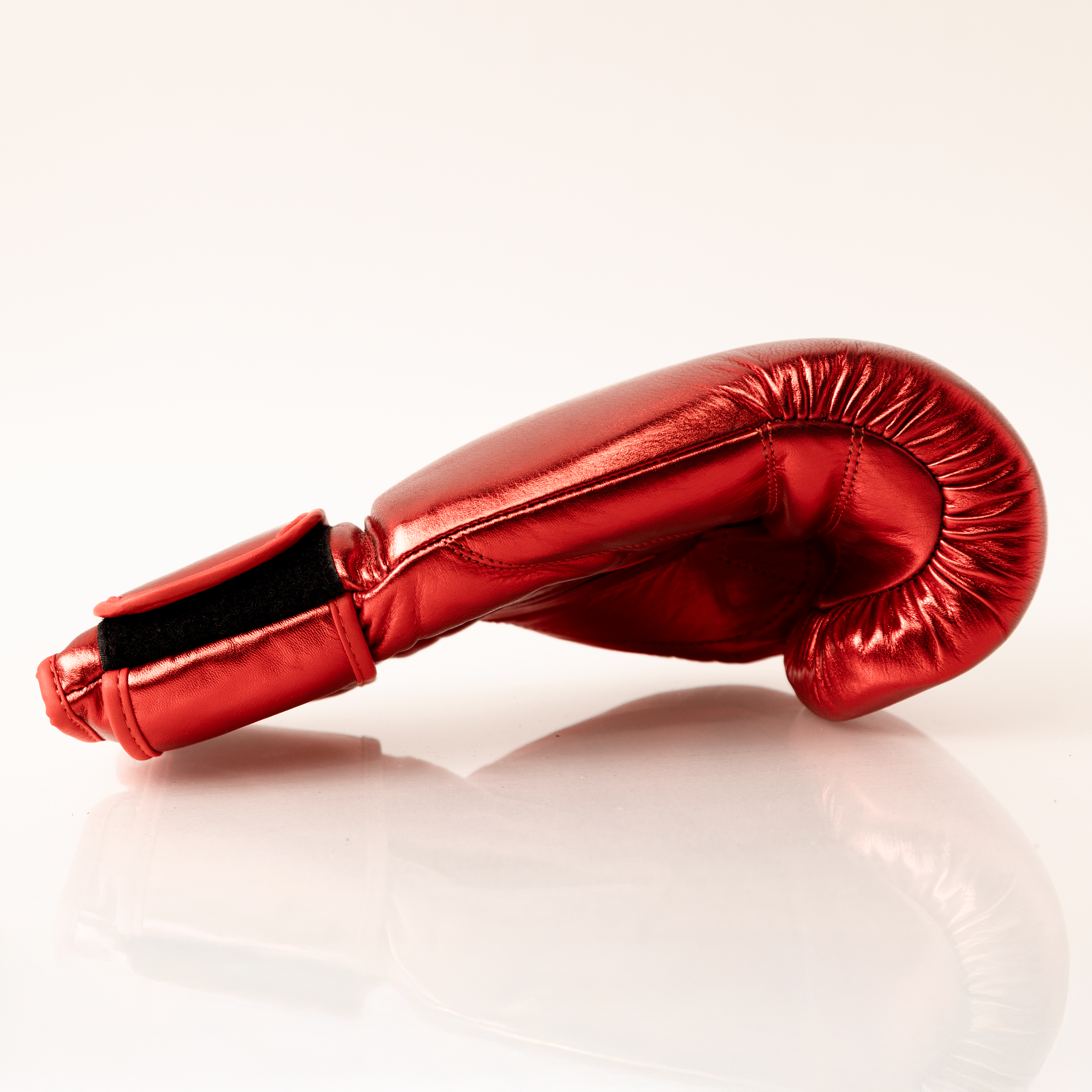Metallic Red 14oz Velcro Sparring Gloves with Gold Logo